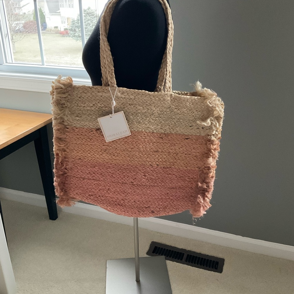 Shiraleah Pink and Tan Woven Tote